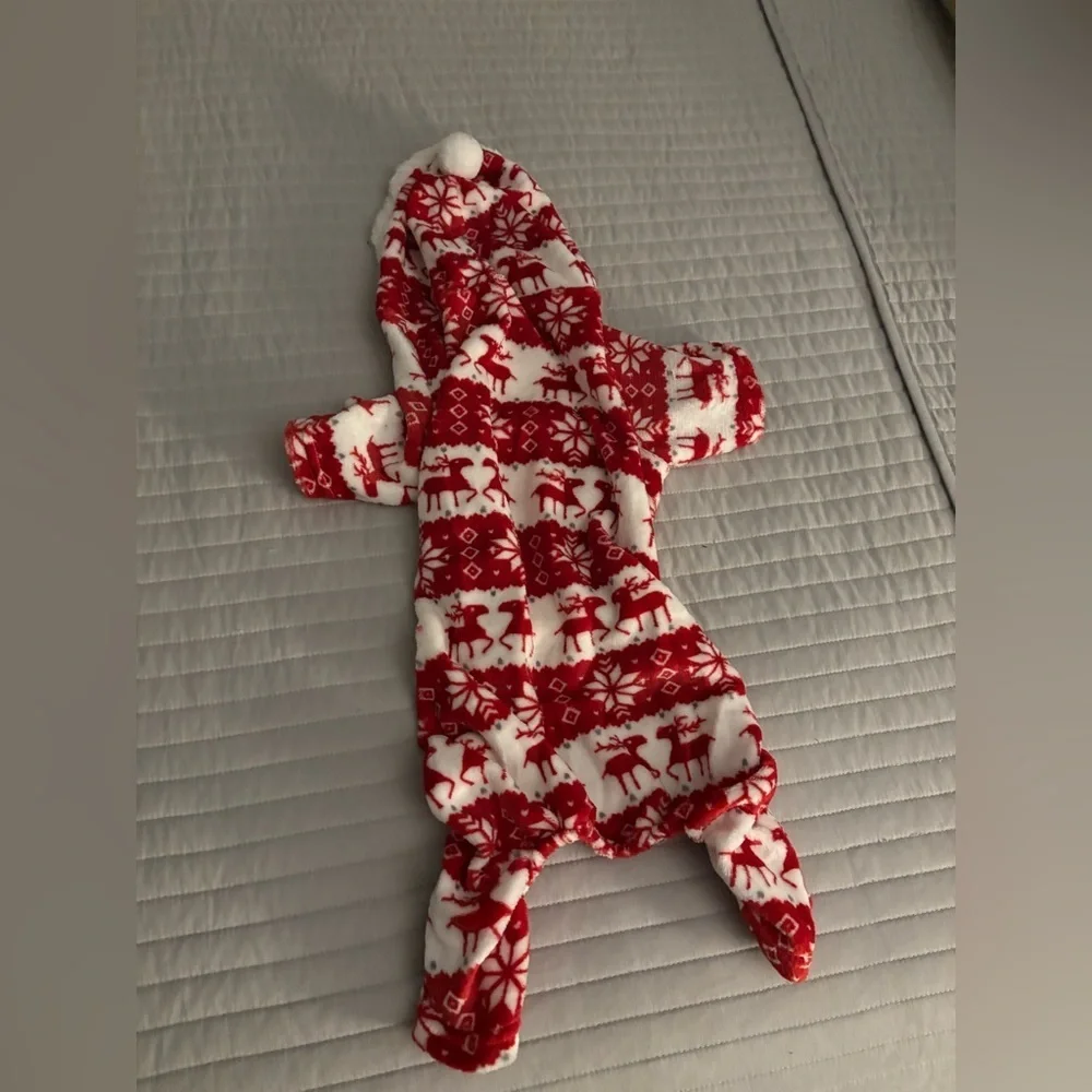 Red and White Reindeer Dog Pajamas